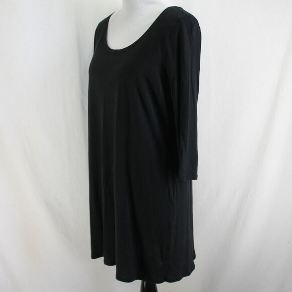Pure J Jill Ballet Sleeve Tunic Top Womens Sz M Black 3/4 Sleeve Scoop Neck Knit - Picture 3 of 7